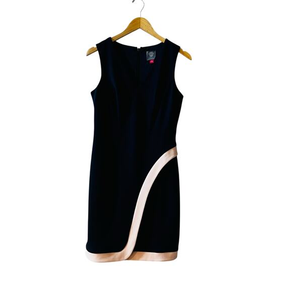 Vince Camuto Navy Sleeveless Contrast Trim Sheath Dress Size 6 - Picture 1 of 7